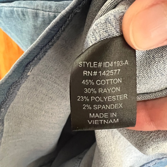 Iris Blue Denim 3/4 Sleeves Stretch Dress Size Medium - Picture 5 of 6